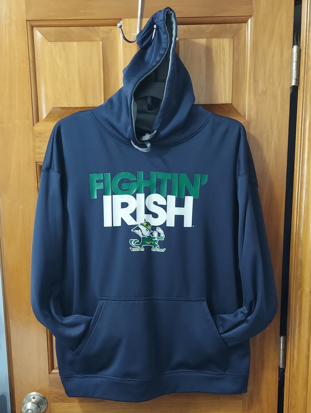 Norte Dame Navy Fightin' Irish Men's Pullover Hoodie, Inside Fleece, Size 2XL